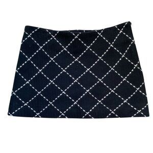 90s Y2K Vintage Ben Sherman Low Waist Wool Black White Plaid Micro Mini Skirt 6